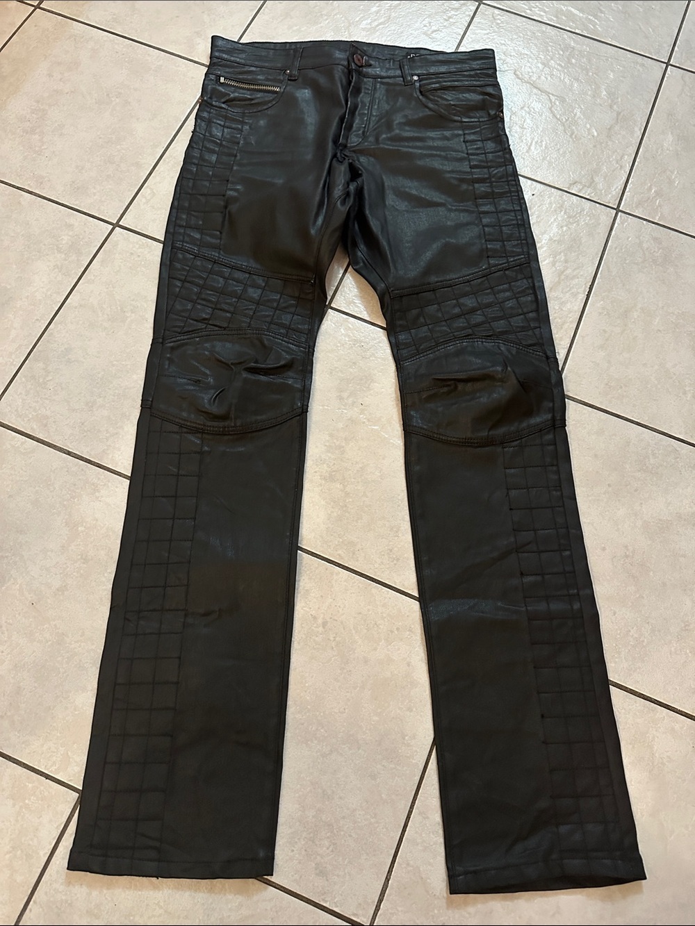 ROCKSTAR ORIGINAL Men's Y2K Grunge Stacked Waxed Black Denin Moto Jeans 33x35